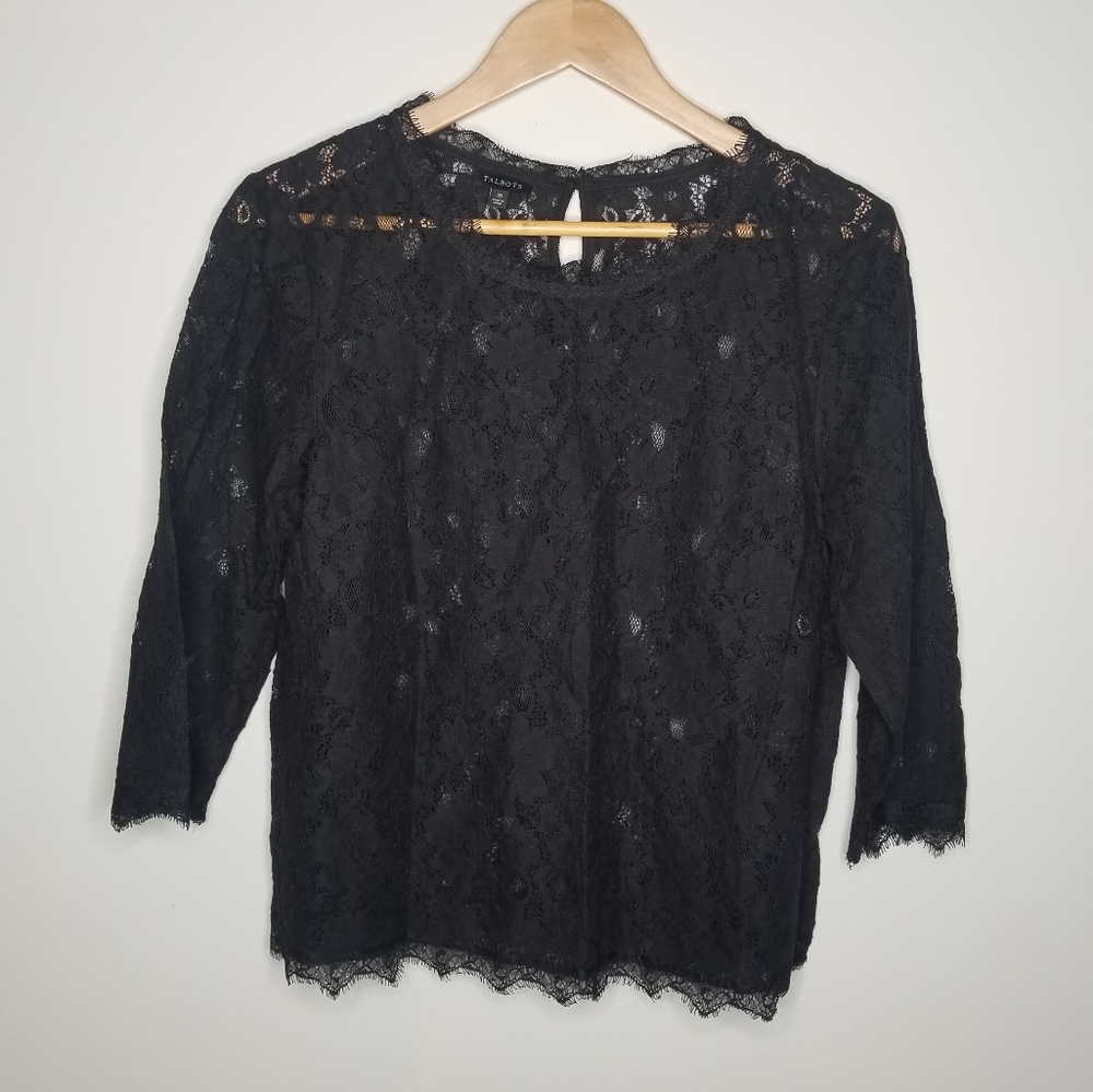 Talbots Black Lace Unlined Blouse